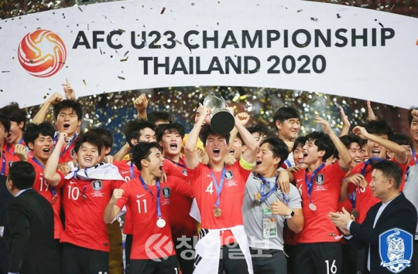 26일 한국 축구대표팀이 AFC U23 챔피언십에서 우승을 차지했다. 사진 대한축구협회